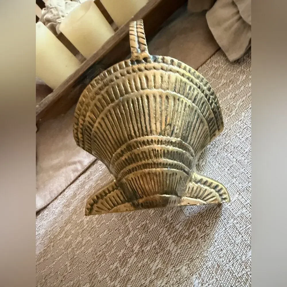 Vintage solid Brass seashell basket Gorgeous